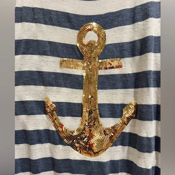 Navy and Cream Nautical Striped Tank Top - Picture 3 of 6